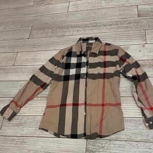 Kids L Burberry Checkered Shirt - Beige, Black, Red